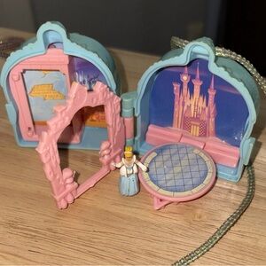 90s Disney Cinderella Polly Pocket PlaySet Necklace including a Cinderella Doll
